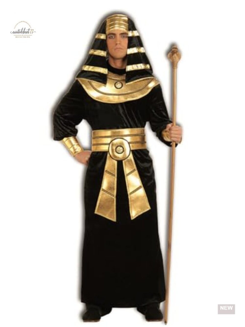 Egyptian Pharaoh Adult Costume Robe Headpiece Belt Cosplay Halloween